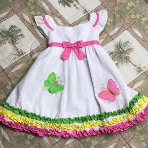 Toddler Rare, Too! White with butterflies dress